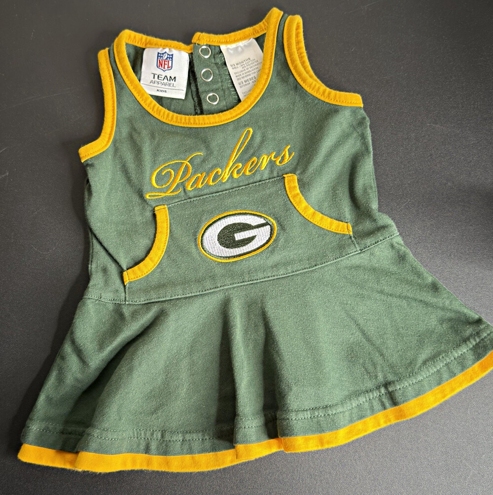 NFL Team Apparel Green Bay Packers Girls Dress 0-3 Months Green Yellow NFL